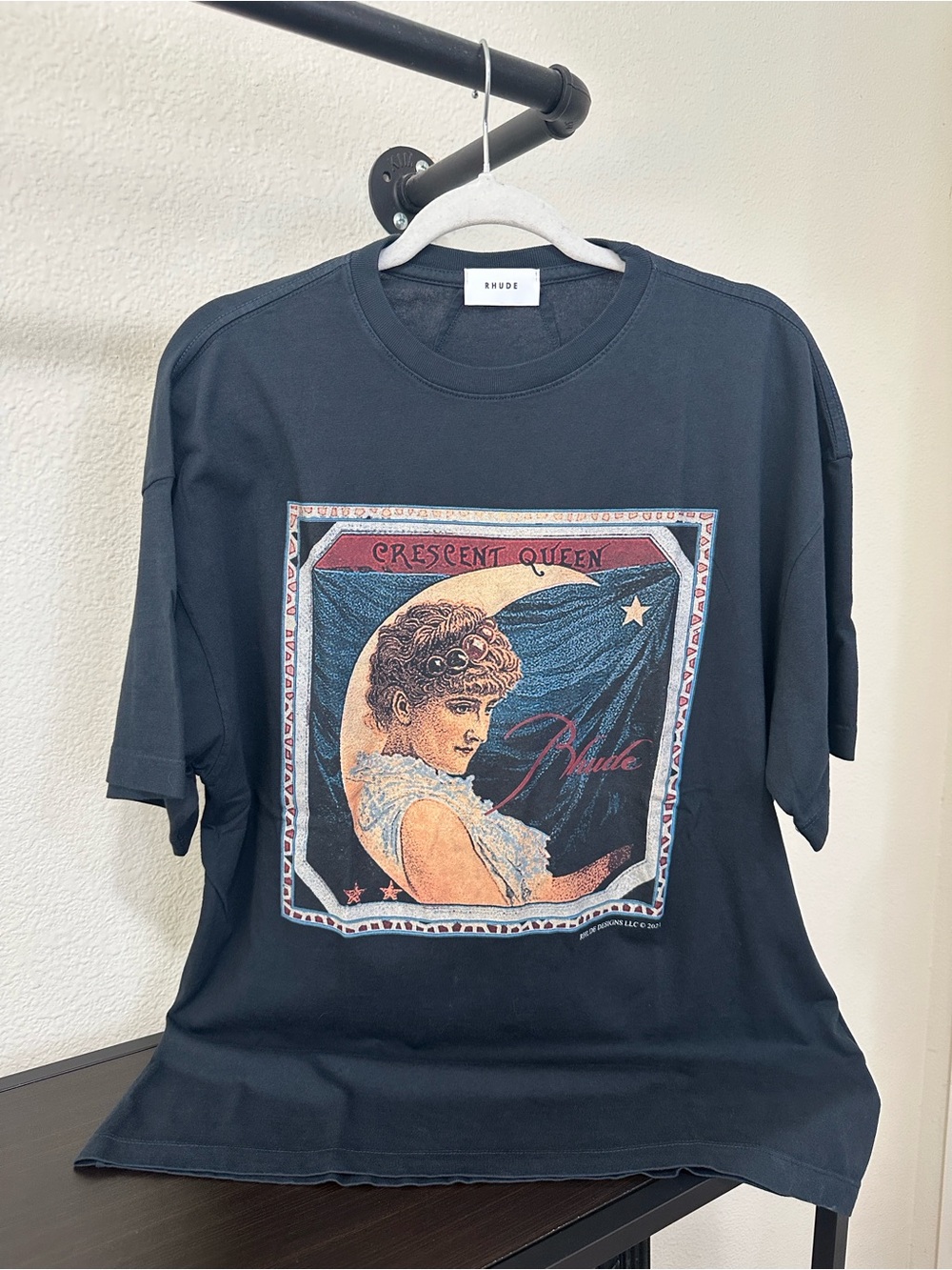 Rhude Graphic 'Crescent Queen' Vintage-Inspired T-Shirt